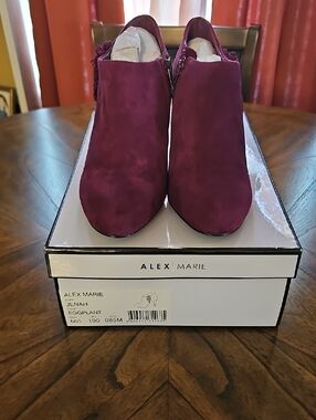 Alex Marie Eggplant Suede Ankle Booties